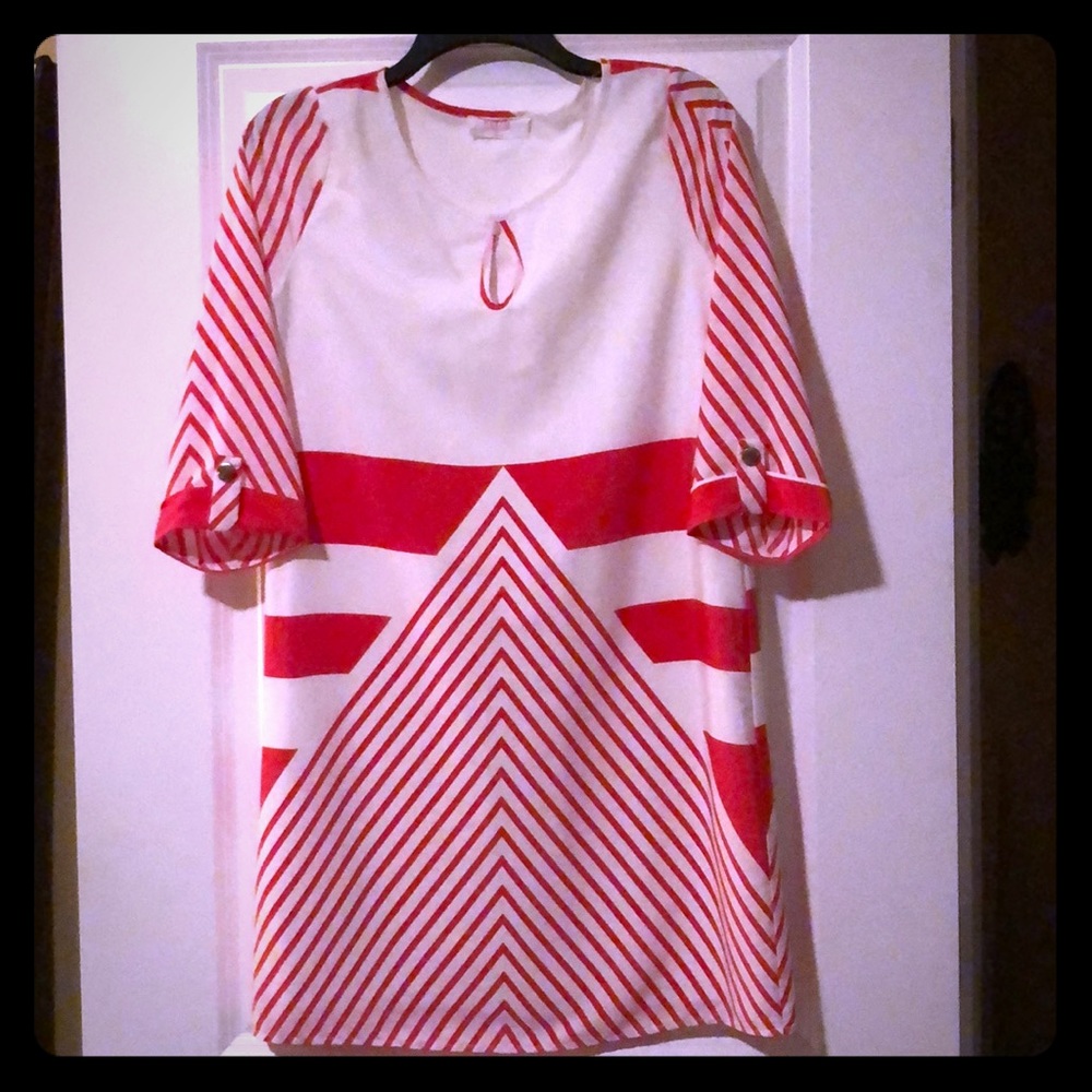 Orange & White Shift Dress